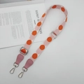 Tracolla larga regolabile in tessuto a pois rosa e arancio con ganci in metallo - Rosa Petalo (Gancio Argentato)
