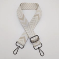 Adjustable beige chevron wide shoulder strap for bags with dark grey metal hooks - Beige + Gunmetal Hook