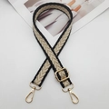 Bandoulière en nylon réglable avec motif chevron jaune et crochets dorés - Crochet Doré / Kaki avec bord noir
