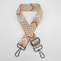 Adjustable wide shoulder strap with orange and beige geometric chevron patterns and metal hooks - Lotus Pink + Gunmetal Hook