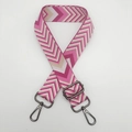 Adjustable chevron bag strap in pink and beige with high-density woven texture - Rose Red + Gunmetal Hook