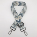 Adjustable wide shoulder strap with blue chevron woven pattern and metal buckles - Haze Blue + Gunmetal Hook