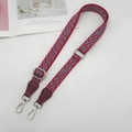 Adjustable red and blue chevron woven strap with silver buckle and leather ends - [N-Style] Burgundy Blue (Burgundy Leather Silver Hook)