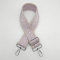 Adjustable lavender rhombic embroidery nylon strap with silver metal lobster hooks - Beige and Pink Purple With Silver Hook