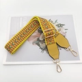 Bohemian geometric woven nylon strap with yellow leather ends and gold metal clips - Yellow Webbing Yellow Leather + Gold Hook