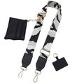 Adjustable camo strap with black coin purse and gold hardware for crossbody bags - Camouflage Black White Black Leather Set