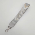 Adjustable silver shoulder strap with herringbone pattern and metal lobster clasps - Contrast Arrow (Handheld)