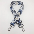 Adjustable wide shoulder strap with blue and beige geometric pattern and gunmetal hooks - Lake Blue + Gunmetal Hook