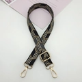 Detail view of geometric jacquard canvas purse strap with gold lobster clasps and buckle - Black Grey Rice White Geometric Texture (Style 3)