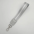 Adjustable silver crossbody strap with glitter webbing and metal lobster clasp for bags - Double Silver Line (Handheld)
