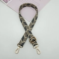 Close-up of geometric jacquard bag strap with golden metal hooks and adjustable buckle - Grey Rice White Diamond Ripple (Style 7)