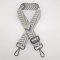 Adjustable wide canvas shoulder strap with grey chevron pattern and matte hardware - Dark Gray Apricot + Gunmetal Hook