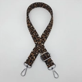 Detail of adjustable leopard print bag strap featuring silver metal spring hooks and buckle - Leopard Style 2 with Silver Hook