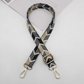 Tracolla larga regolabile in tela con motivi geometrici a rombi per borse da donna e zaini - Motivo a Rombi Geometrico Nero Bianco Giallo (Stile 9) / Gancio Argentato