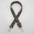 Adjustable leopard print bag strap with golden metal clasps for crossbody handbags - Khaki Leopard