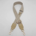Adjustable wide canvas shoulder strap with khaki weave pattern and gold hardware - Khaki (With Khaki Leather)