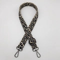 Detail of adjustable leopard print canvas strap with gunmetal swivel snap hooks - Leopard Style 3 with Gunmetal Hook