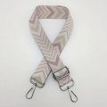 Adjustable wide shoulder strap with pink and white chevron weave and silver hooks - Light Pink + Silver Hook
