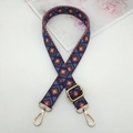 Detail of multi-color woven replacement shoulder strap with diamond geometric patterns - Blue Coffee Gray