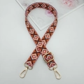 Ethnic geometric pattern bag strap with gold metal hooks on a stylish background - Coffee White Orange Deep Pink