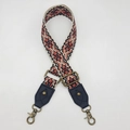Ethnic style woven replacement strap with orange diamond patterns and bronze hardware - Style 13 Black Leather