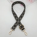 Adjustable 2.5cm geometric diamond woven shoulder strap with gold metal hooks - Rice White Gray Black