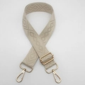 Detailed close-up of beige woven bag strap with diamond texture and gold metal hooks - Light Gold Hook / Beige