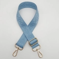 Adjustable light blue diamond weave shoulder strap with gold-tone metal buckles - Light Blue