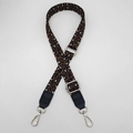 Dettaglio tracolla leopardata da 2,5 cm con ganci in metallo argento e pelle nera - No.1 Pelle Nera Gancio Argento