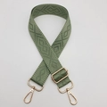 Adjustable retro green diamond pattern strap with polished gold-tone metal buckles - Matcha Green