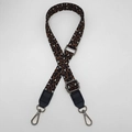 Vista dettagliata della tracolla leopardata da 2,5 cm con estremità in pelle PU e ganci - No.1 Pelle Nera Gancio Canna di Fucile
