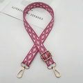 Detail of pink and white geometric jacquard strap with gold-plated adjustable buckle - Rose Red