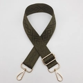Macro detail of olive green diamond pattern shoulder strap with gold metal hardware - Army Green