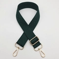 Macro shot of dark green diamond weave shoulder strap with gold metal buckle - Dark Green