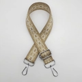 Adjustable crossbody strap with gold and white geometric pattern and silver hooks - Arrow Khaki White + Silver Hook