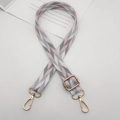 Adjustable wide shoulder strap with pink and grey geometric patterns and gold lobster clasps - Light Pink Dark Gray White