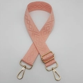 Pink adjustable shoulder strap with woven diamond pattern and gold metal buckles - Water Pink
