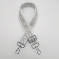 Adjustable geometric pattern bag strap with silver metal swivel hooks in white and beige - Arrow White Silver + Silver Hook