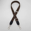 Adjustable leopard print bag strap with PU leather ends and silver metal hooks - No.2 Black Leather Silver Hook