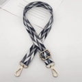 Adjustable geometric woven bag strap with gold metal hooks and arrow pattern design - Gold Hook / Black White Grey