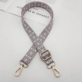 Tracolla larga regolabile con motivi geometrici rosa e grigi e clip dorate - Rosa antico / Oro