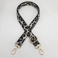 Adjustable wide jacquard leopard print shoulder strap with gold metal lobster hooks - Gold Hook / Spotted Off-white Green