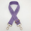 Close-up of purple diamond patterned woven shoulder strap with gold metal buckles - Light Purple