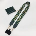 Dark green crossbody phone strap set with matching coin purse and golden hardware details - Dark Green Letter/Geometric Texture (Gold Hook Set)