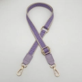 Bandoulière tissée violette ajustable pour sac avec motifs géométriques et boucles dorées - Quincaillerie Dorée / Mauve Clair + Cuir Mauve Clair