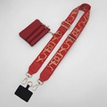 Red crossbody phone strap set with New York embroidery and matching zipper coin purse - Red NEW YORK Embroidered (Gold Hook Set)