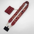 Deep red fabric crossbody phone strap with gold embroidery and leather coin purse set - Burgundy NY Embroidered (Gold Hook Set)