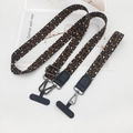 Leopardenmuster Umhängeband und Handgelenkschlaufe Set mit dunklen Metallhaken für Handys - Dunkelbraun Schwarz Leder Gun Hook Set