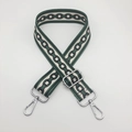 Adjustable wide nylon bag strap with dark green and black geometric chain patterns - C12 Pattern (Silver Hook)