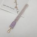 Detail of leaf pattern phone lanyard with purple embroidery and golden metal clasp - Light Purple With Patch
